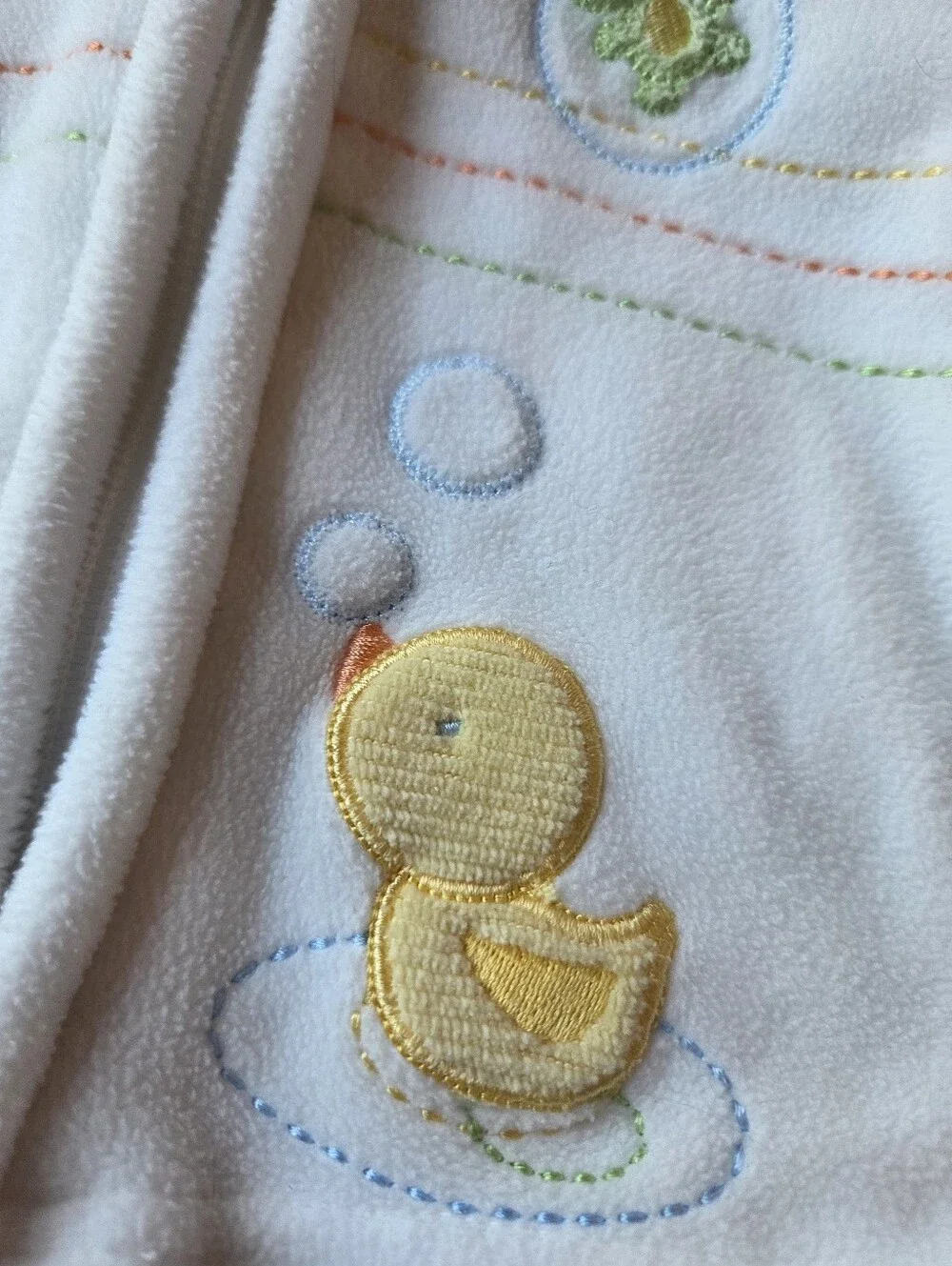 Vintage Carters Baby Boys White Fleece Hooded Jacket with Animal Appliques